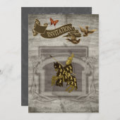 Der mittelalterliche Ritter speichert die Datumska Save The Date (Vorne/Hinten)