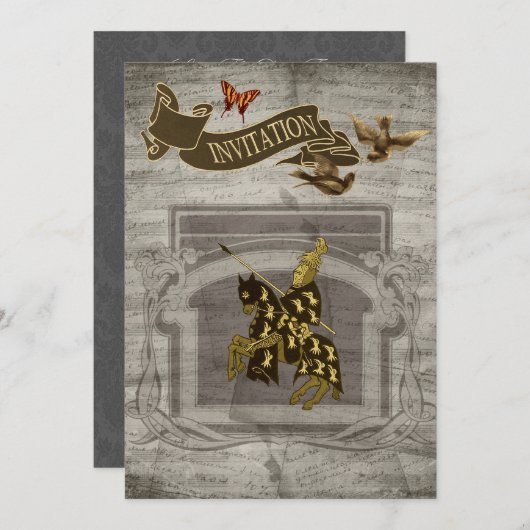 Der mittelalterliche Ritter speichert die Datumska Save The Date (Vorne/Hinten)