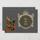 Der mittelalterliche Ritter speichert die Datumska Save The Date (Vorne/Hinten)