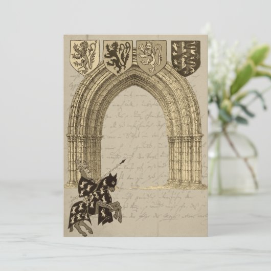 Der mittelalterliche Ritter speichert die Datumska Save The Date (Stehend Vorderseite)