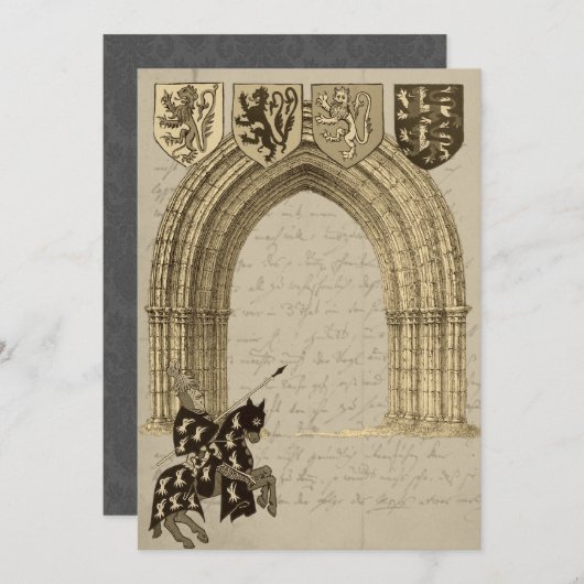 Der mittelalterliche Ritter speichert die Datumska Save The Date (Vorne/Hinten)