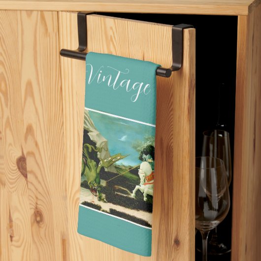 Der mittelalterliche Saint George und der Drago Geschirrtuch (Drittel gefaltet)