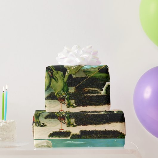 Der mittelalterliche St. Georg und der Drache Geschenkpapier (Partygeschenke)