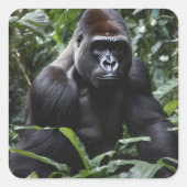 Der Mitternachts-Gorilla-König: Monarch des Waldes Quadratischer Aufkleber (Vorderseite)