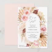 Der moderne boho-Blumenbogen mit Pampen Einladung (Vorne/Hinten)