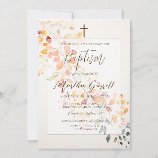 Der moderne Boho Wasserfarben Herbst hinterlässt d Einladung (Vorderseite)