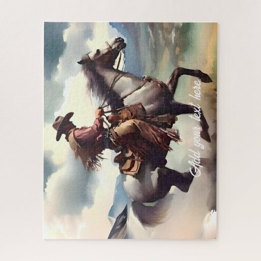 Der moderne Cowboy reiten beim Graupferd Puzzle (Vertikal)