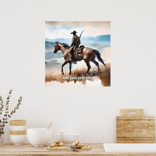 Der moderne Cowboy reiten beim Pferd Poster (Küche)