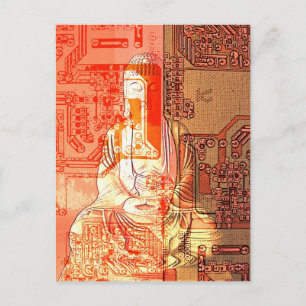 Der moderne elektronische Buddha Postkarte