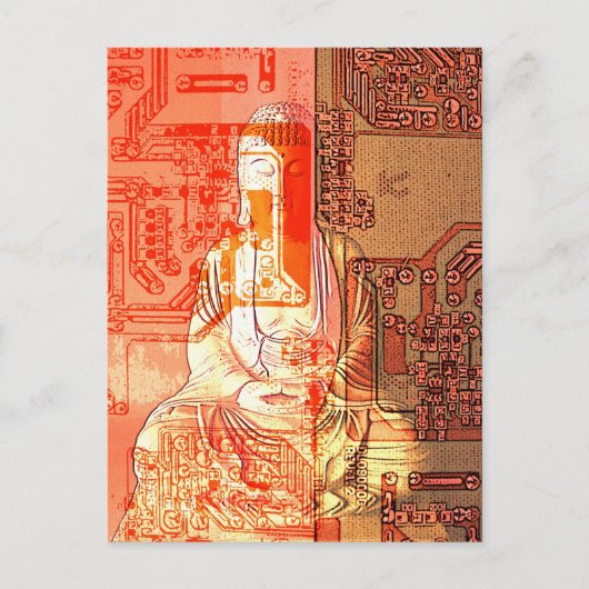Der moderne elektronische Buddha Postkarte (Vorderseite)