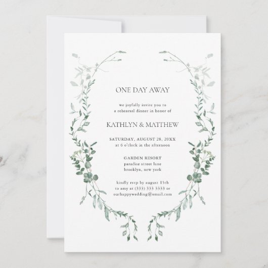 Der moderne Eukalyptus Grüngarten Einladung (Vorderseite)