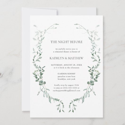 Der moderne Eukalyptus Grüngarten Einladung (Vorderseite)