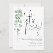 Der moderne Eukalyptus Lasse Party 21. Geburtstag Einladung (Vorderseite)