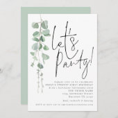 Der moderne Eukalyptus Lasse Party 21. Geburtstag Einladung (Vorne/Hinten)