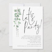 Der moderne Eukalyptus Lasse Party jeden Geburtsta Einladung (Vorderseite)
