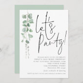 Der moderne Eukalyptus Lasse Party jeden Geburtsta Einladung (Vorne/Hinten)