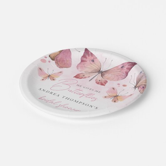 Der Moderne gibt mir Schmetterlinge Brautparty Pappteller (Schrägansicht)