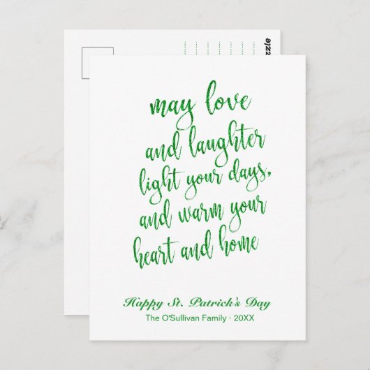 Der moderne Glitzer Irish Blessing St. Patrick's D Postkarte (Vorne/Hinten)