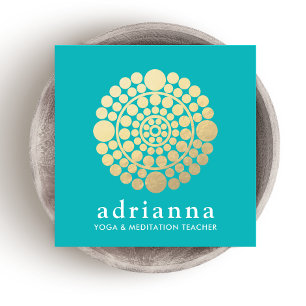 Der moderne Goldene Zirkel Mandala Türkis Quadratische Visitenkarte