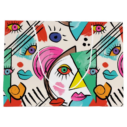 Der moderne Kubismus Abstrakte Künstlerische weibl Große Geschenktüte (Rückseite)