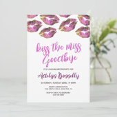 Der moderne Kuss der Miss Goodbye Bachelorette Einladung (Stehend Vorderseite)