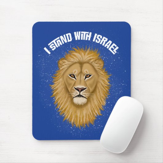 Der moderne Löwe von Juda steht mit Israel. Blau Mousepad (Mit Mouse)