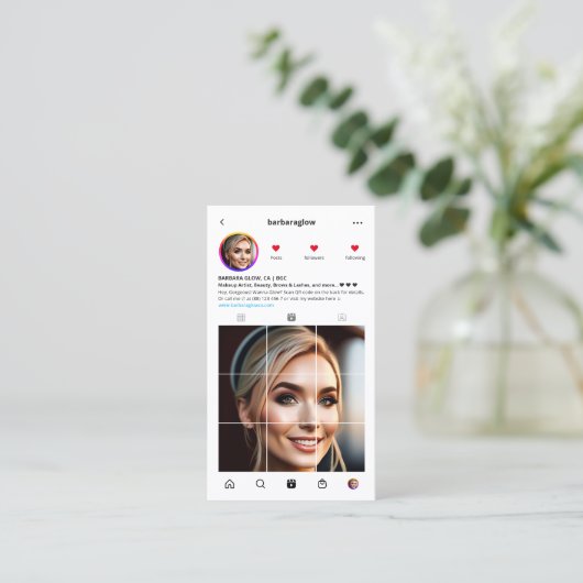 Der moderne Makeup Artist Lashes Brows Salon Insta Visitenkarte (Stehend Vorderseite)