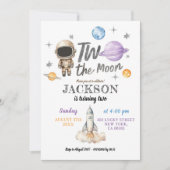 Der moderne Minimalistische Planet Zwei der Mond z Einladung (Vorderseite)