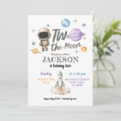 Der moderne Minimalistische Planet Zwei der Mond z Einladung (Stehend Vorderseite)