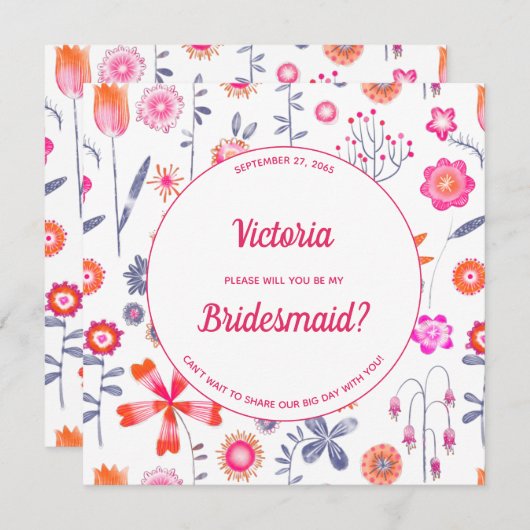 Der moderne Rosa Blumengarten ist meine Hochzeitsf Einladung (Vorne/Hinten)