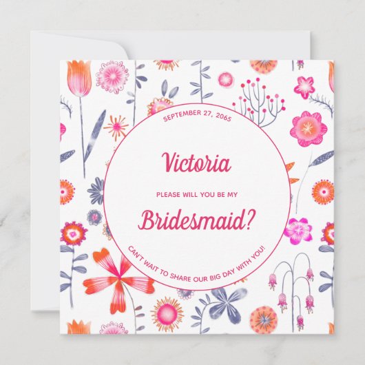 Der moderne Rosa Blumengarten ist meine Hochzeitsf Einladung (Vorderseite)