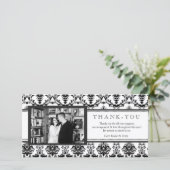 Der moderne schwarze Damast u. das Weiß dankt Dankeskarte (Stehend Vorderseite)