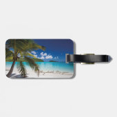 Der moderne tropische Strand, Palm, Sand Gepäckanhänger (Rückseite horizontal)