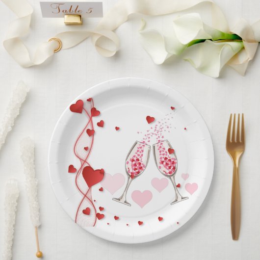Der moderne Valentinstag Pappteller (Hochzeit)