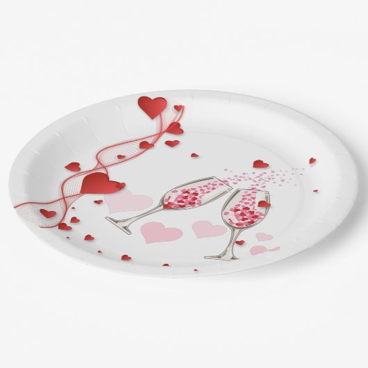 Der moderne Valentinstag Pappteller (Schrägansicht)