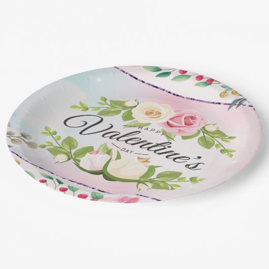 Der moderne Valentinstag Pappteller (Schrägansicht)