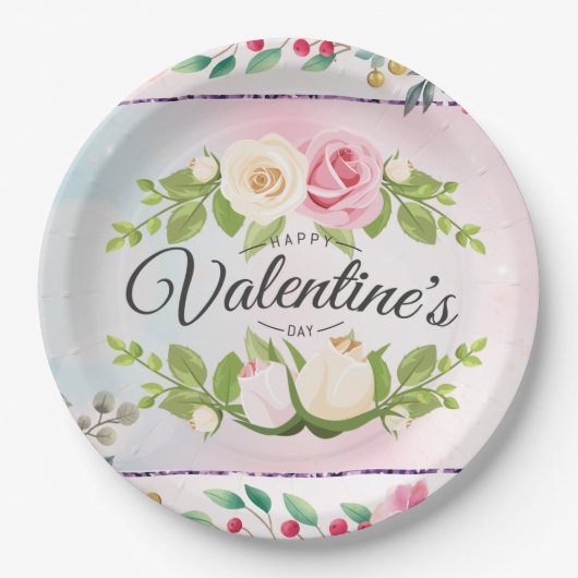 Der moderne Valentinstag Pappteller (Vorderseite)