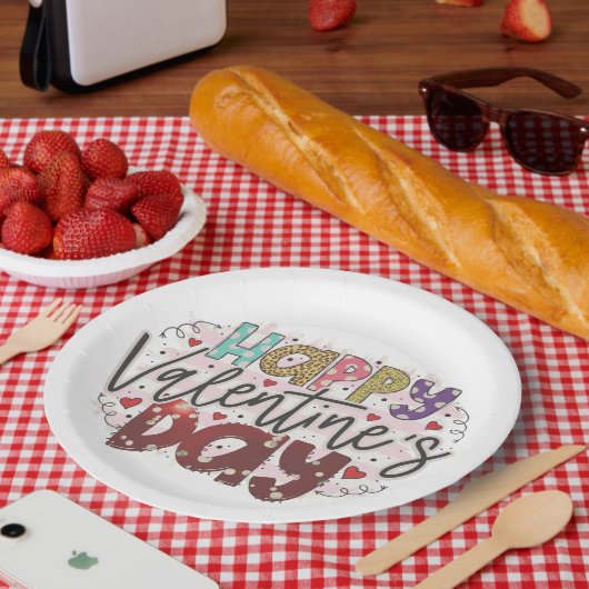 Der moderne Valentinstag Pappteller (Picknick)
