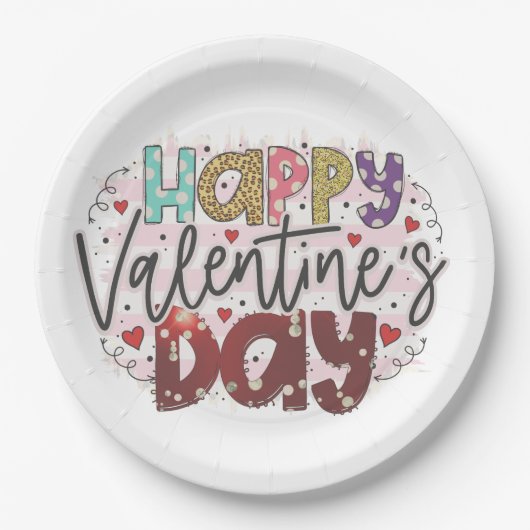 Der moderne Valentinstag Pappteller (Vorderseite)