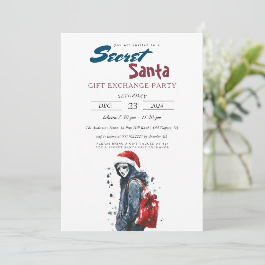 Der moderne Weihnachtsmann in verkleiden I Secret Einladung (Stehend Vorderseite)