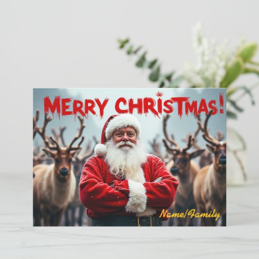 Der moderne Weihnachtsmann Karte (Stehend Vorderseite)