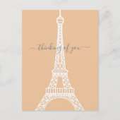 Der moderne weiße Eiffelturm denkt an Sie Postkarte (Vorderseite)