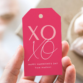Der moderne XOXO Hot-Pink-Valentinstag Geschenkanhänger