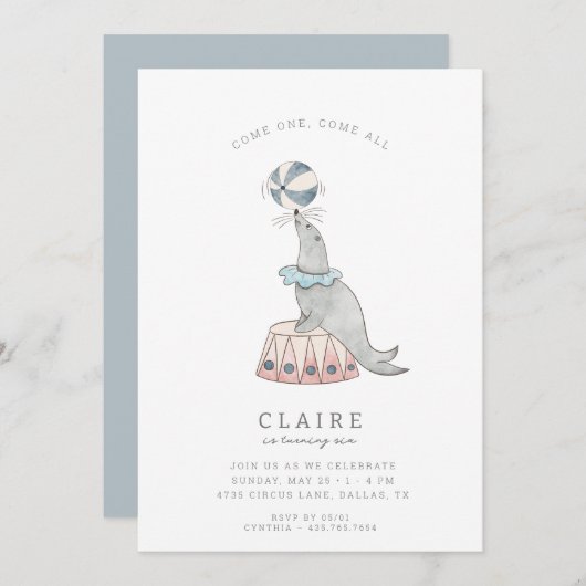 Der moderne Zirkus der Kinder | Mädchen Geburtstag Einladung (Vorne/Hinten)