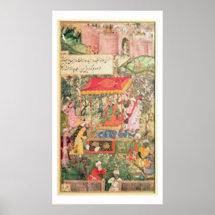 Der Mogul Kaiser Babur empfängt die Gesandten Uzbe Poster