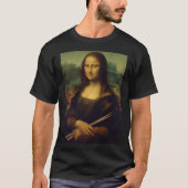 Der Mona Lisa Holding Drum sticks Funny Drummer T-Shirt (Vorderseite)