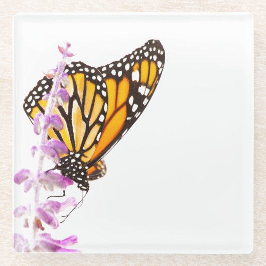 Der Monarch ist auf dem Lavendel Glasuntersetzer (Vorderseite)