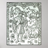 Der Monat April mit astrologischen Sonnenstrahlen Poster (Vorne)