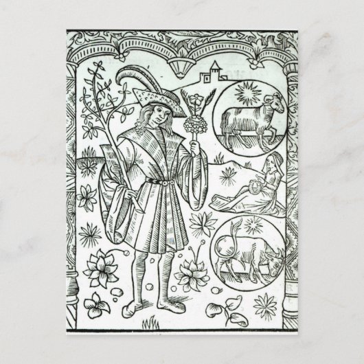Der Monat April mit astrologischen Sonnenstrahlen Postkarte (Vorderseite)
