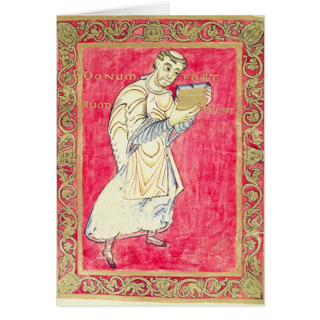 Der Mönch Ruodprehet, der sein Buch darstellt (Vorne)